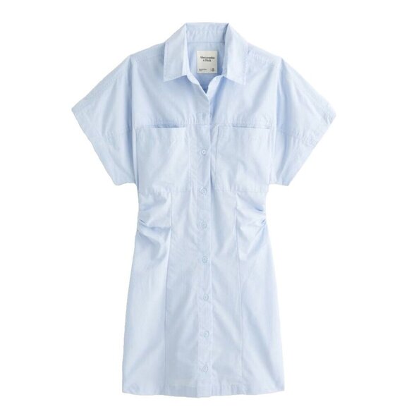 Abercrombie & Fitch Women's Button Shirt Dress blue Plain Turn-down collar - Picture 4 of 12